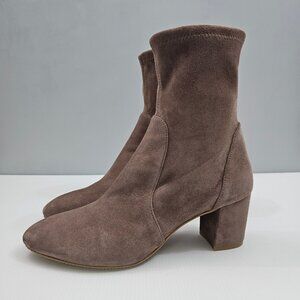 NEW Stuart Weitzman Yuliana 60 Ankle Boot Womens 8.5 Taupe Stretch Suede Heel